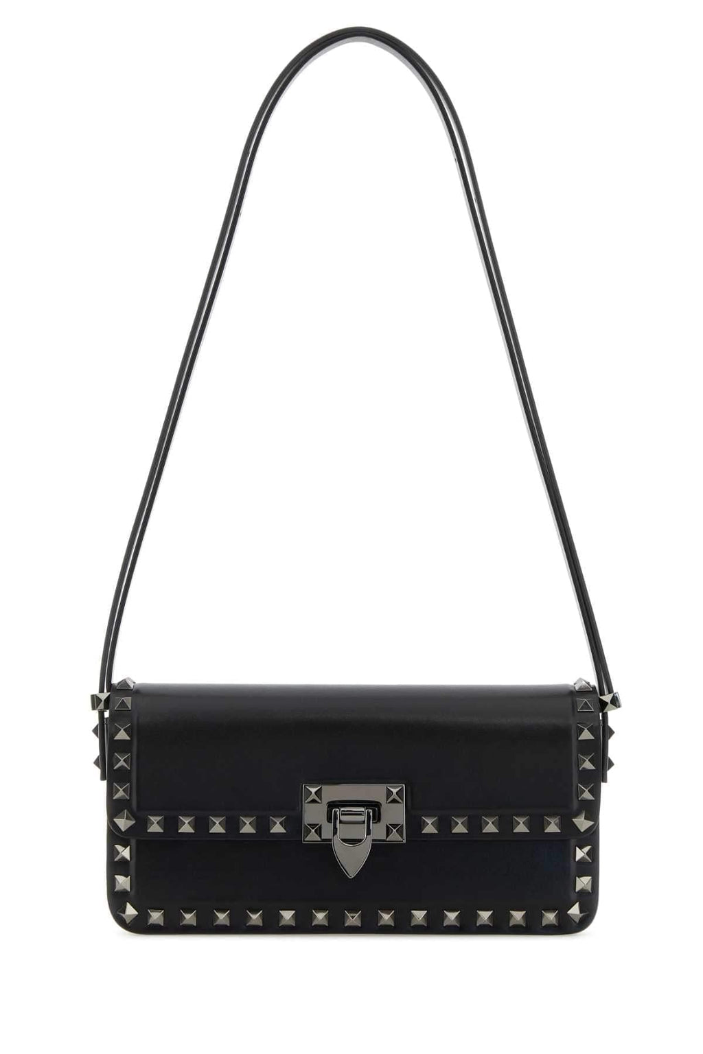 Valentino Garavani Women Black Leather Rockstud Shoulder Bag