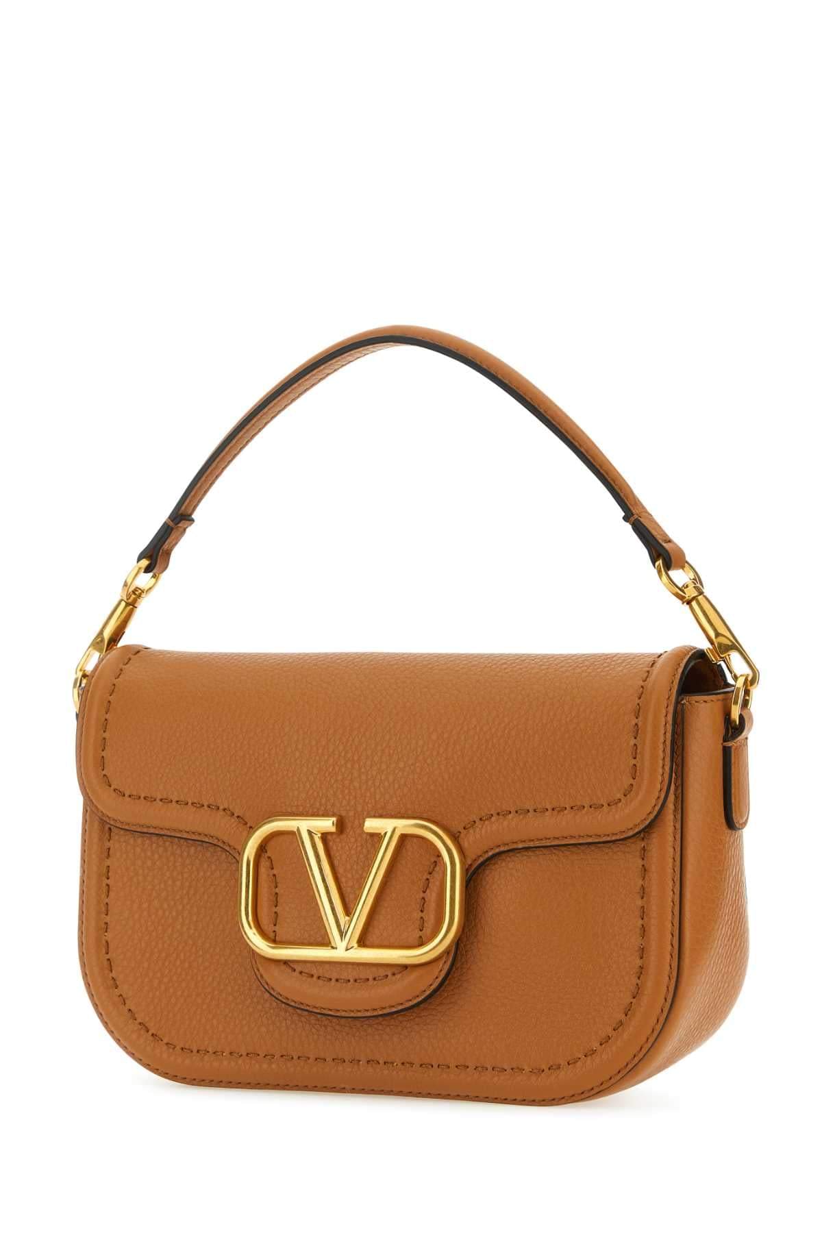 Valentino Garavani Women Camel Leather Alltime Shoulder Bag
