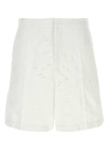 Valentino Garavani Men White Cotton Blend Bermuda Shorts