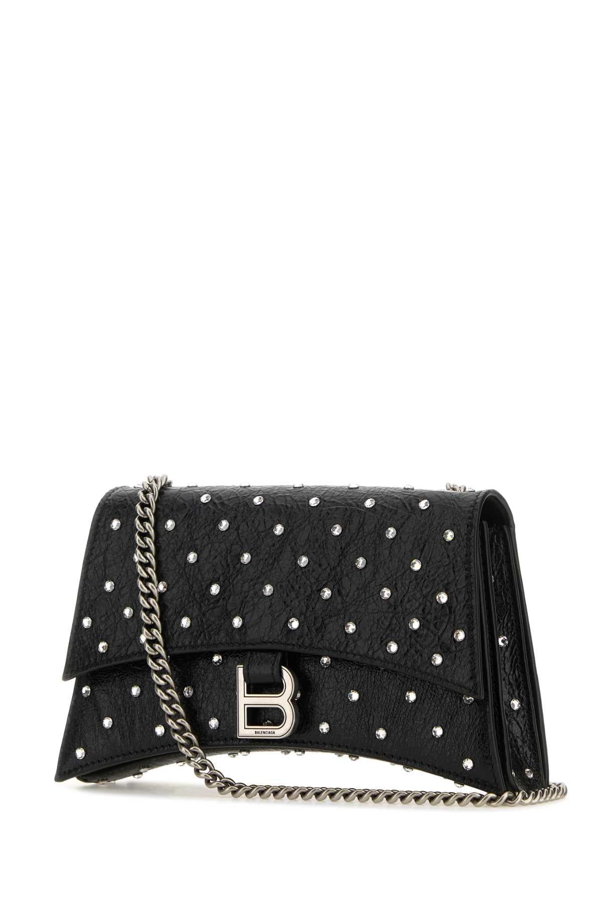 Balenciaga Women Black Leather Crush Xs Shoulder Bag