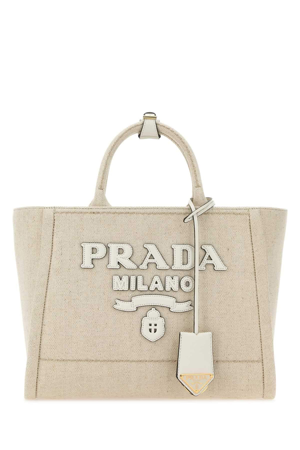 Prada Women Sand Canvas Shopping Bag