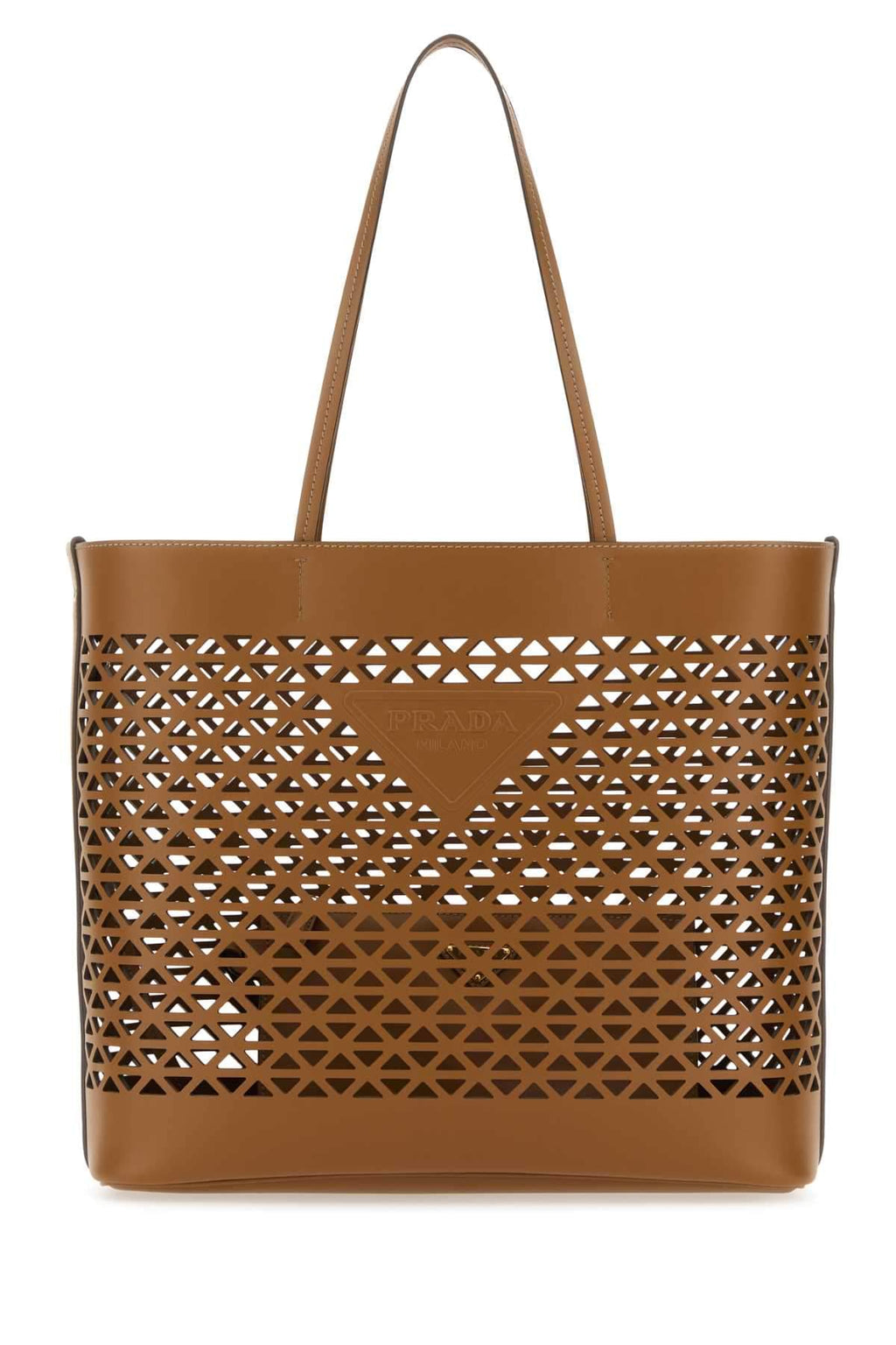 Prada Women Caramel Leather Shopping Bag