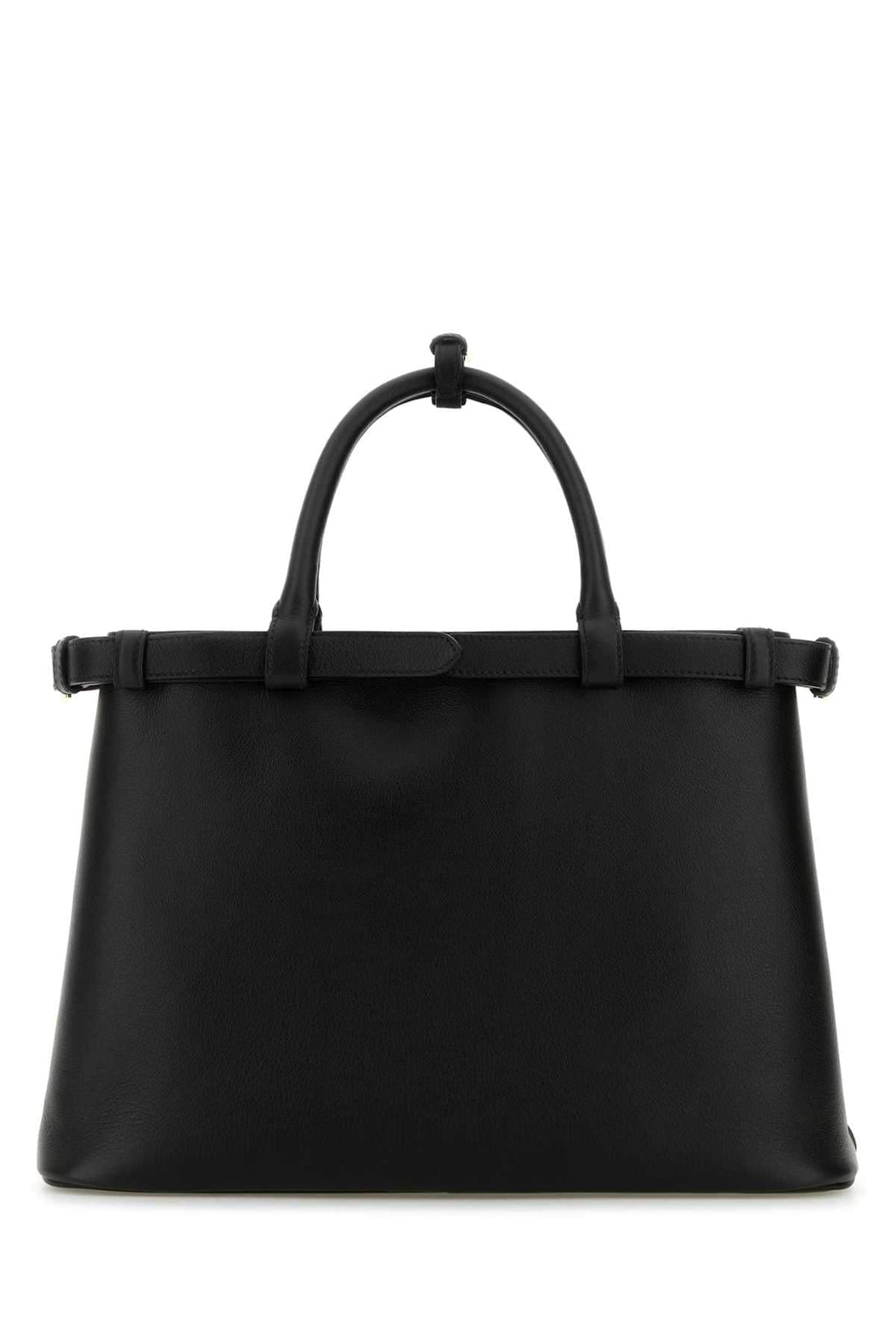 Prada Women Black Leather Medium Prada Buckle Handbag
