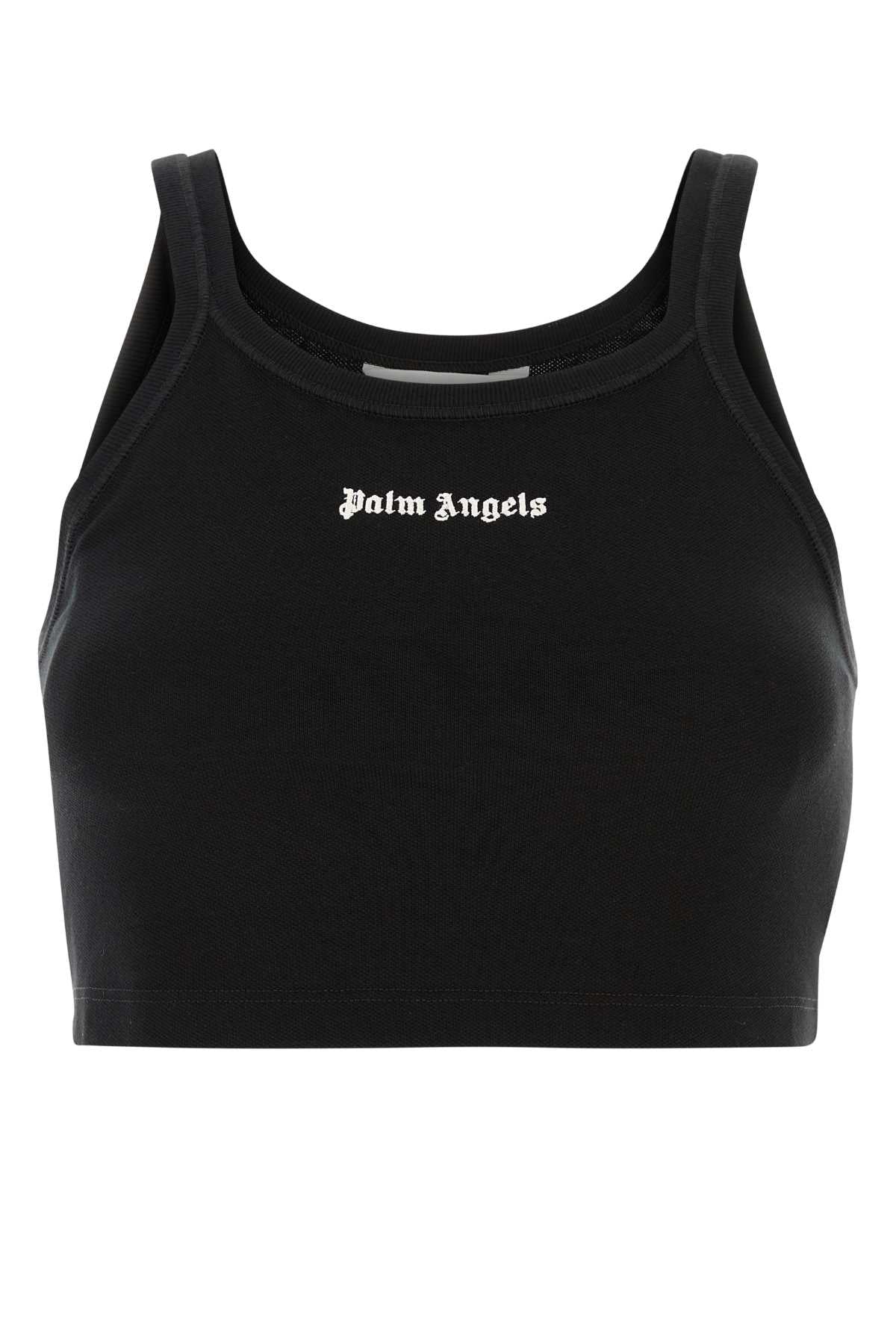 Palm Angels Women Black Piquet Top