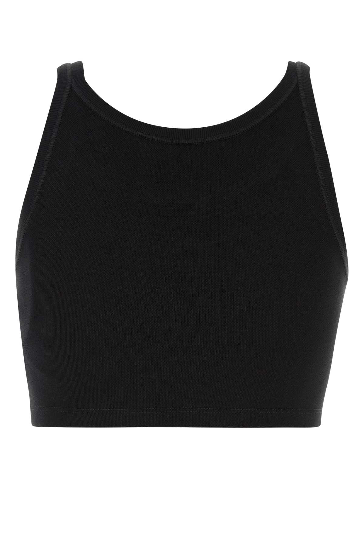 Palm Angels Women Black Piquet Top