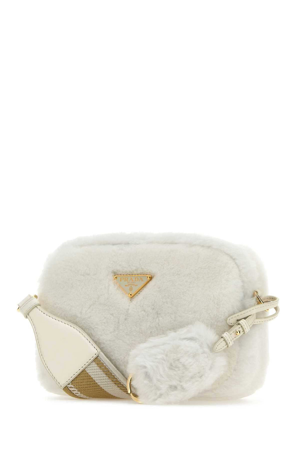 Prada Women White Shearling Crossbody Bag