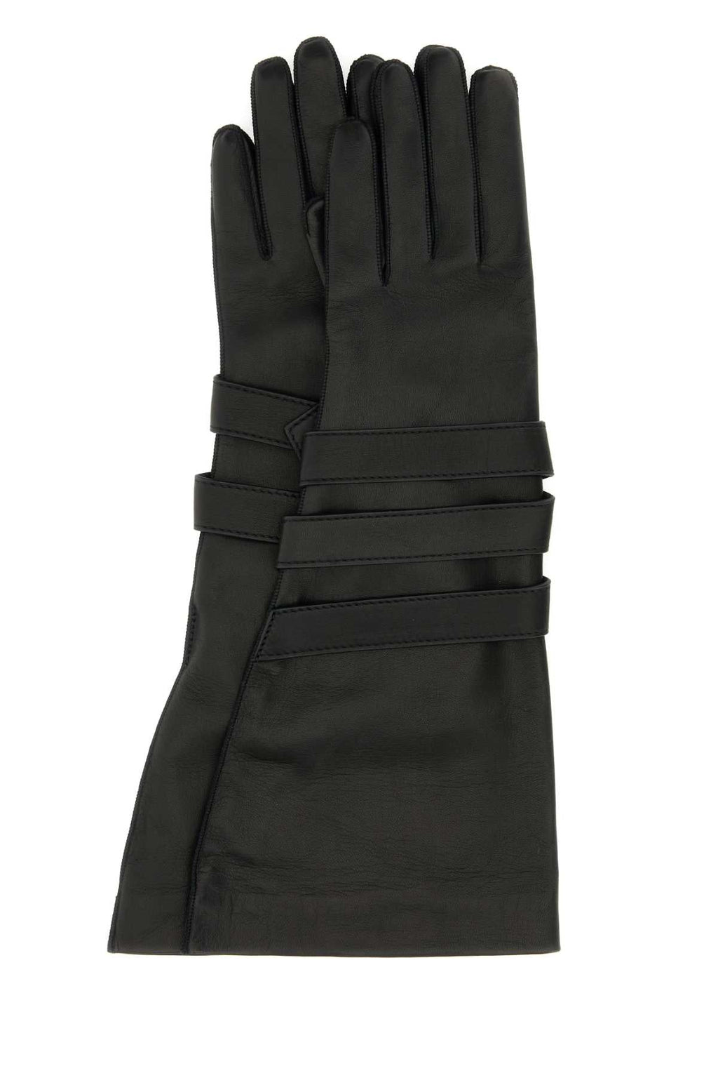 Saint Laurent Women Black Leather Gloves