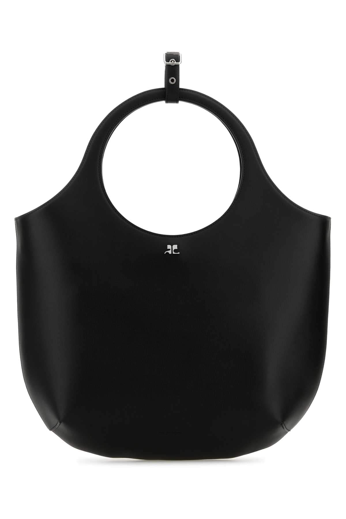 Courreges Women Black Leather Medium Holy Handbag