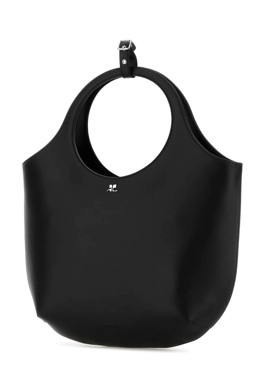 Courreges Women Black Leather Medium Holy Handbag
