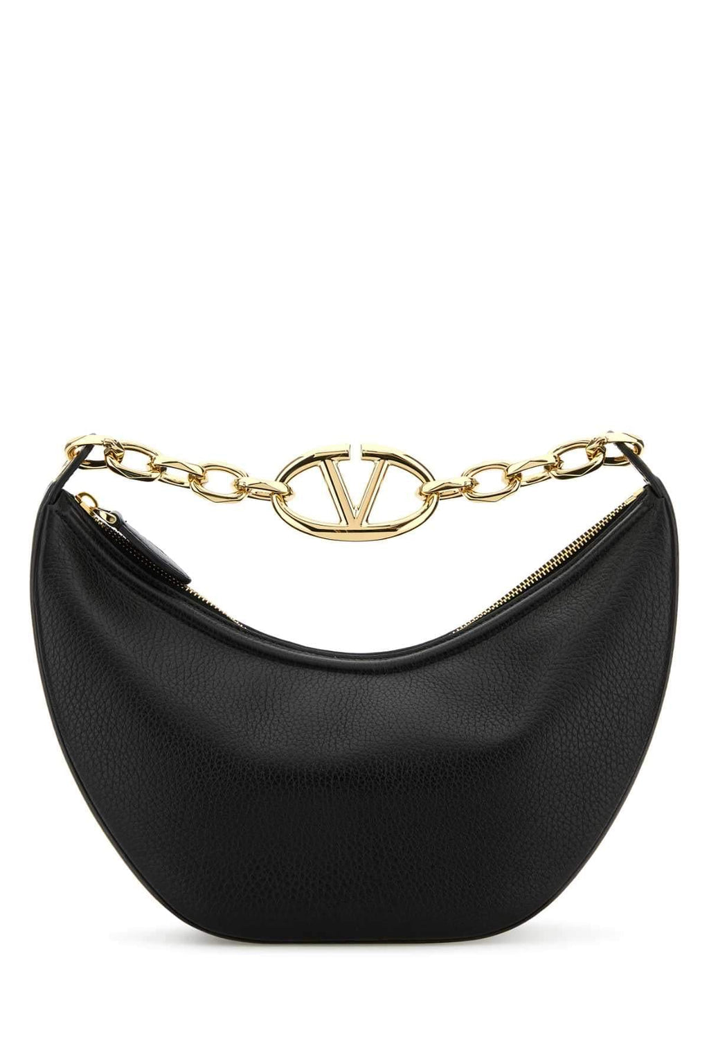 Valentino Garavani Women Black Leather Small Hobo Vlogo Moon Handbag