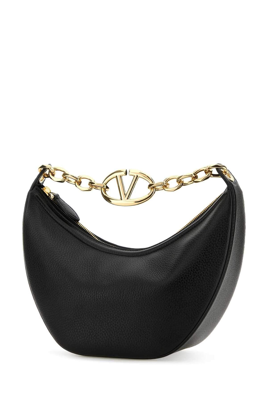 Valentino Garavani Women Black Leather Small Hobo Vlogo Moon Handbag