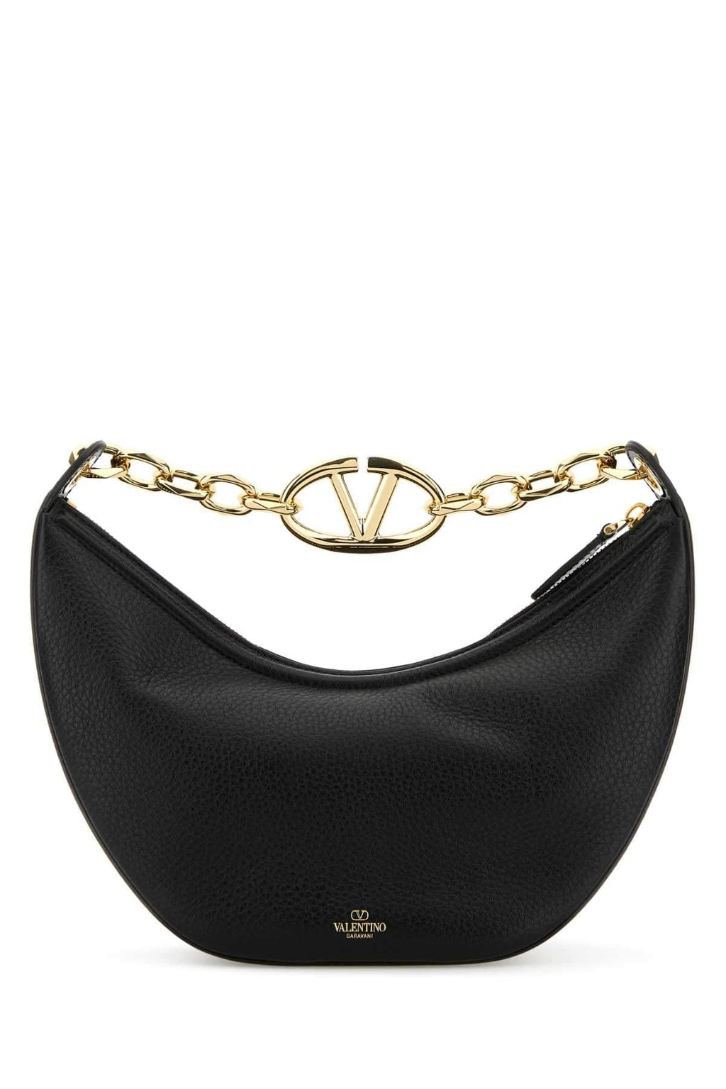 Valentino Garavani Women Black Leather Small Hobo Vlogo Moon Handbag