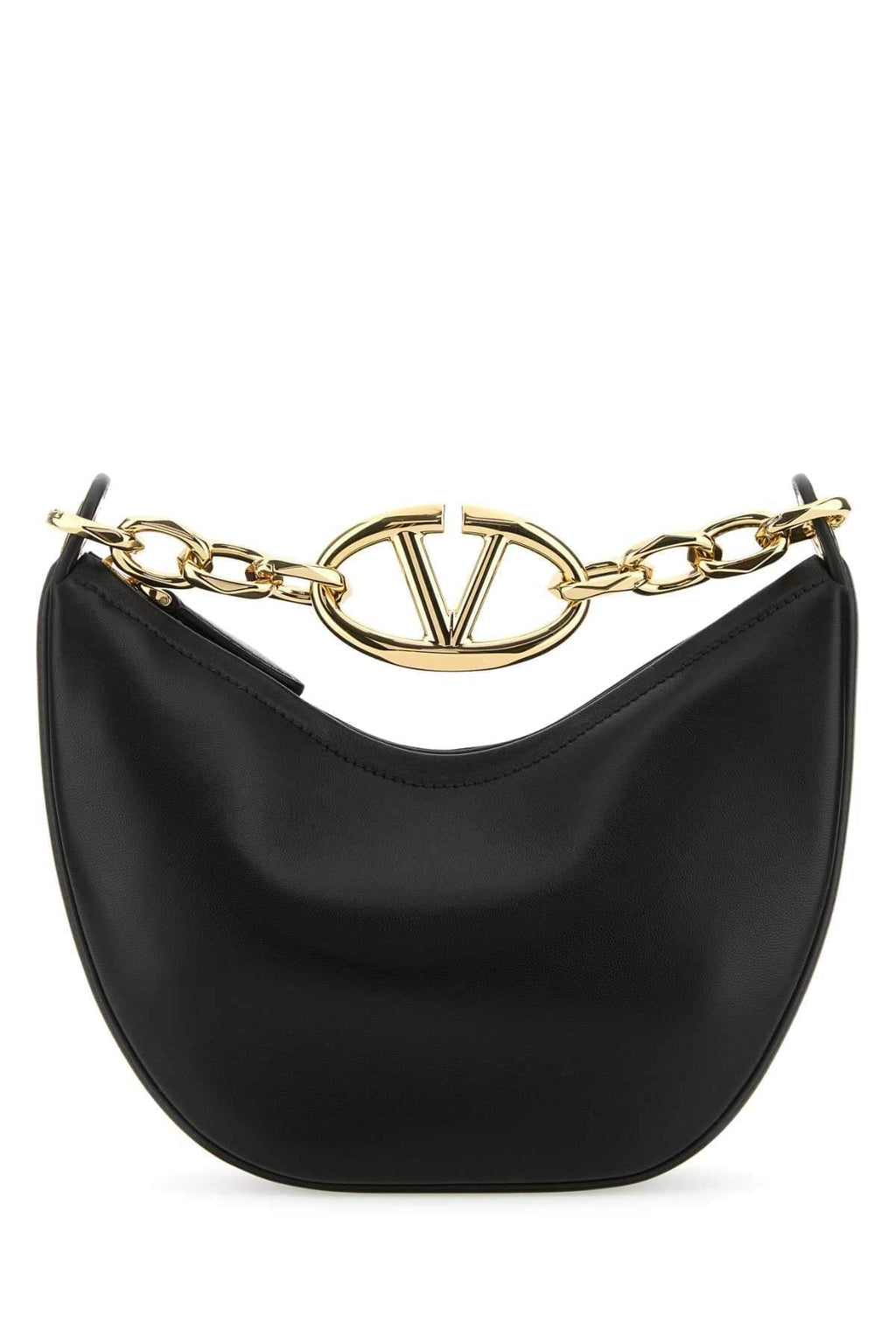 Valentino Garavani Women Black Leather Small Hobo Vlogo Moon Handbag