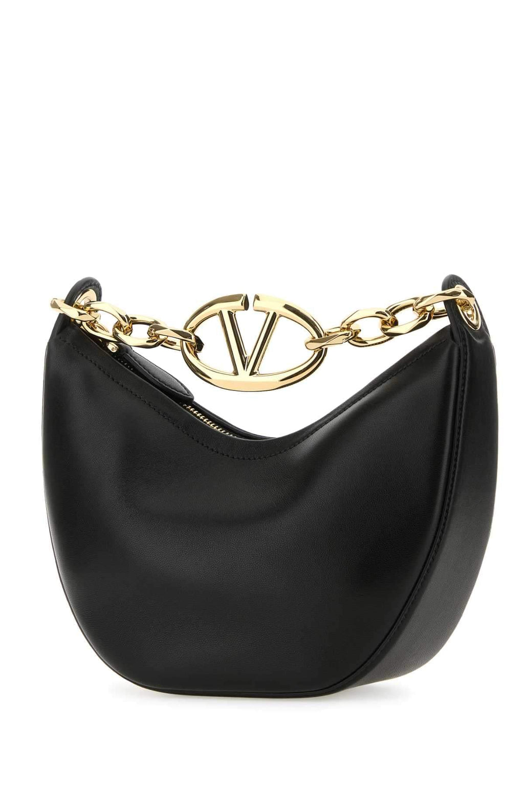 Valentino Garavani Women Black Leather Small Hobo Vlogo Moon Handbag