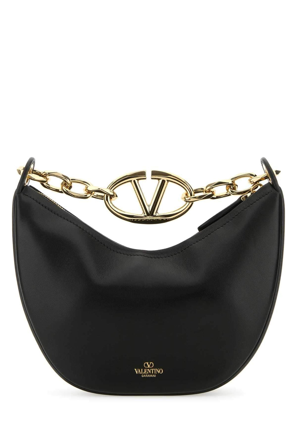 Valentino Garavani Women Black Leather Small Hobo Vlogo Moon Handbag