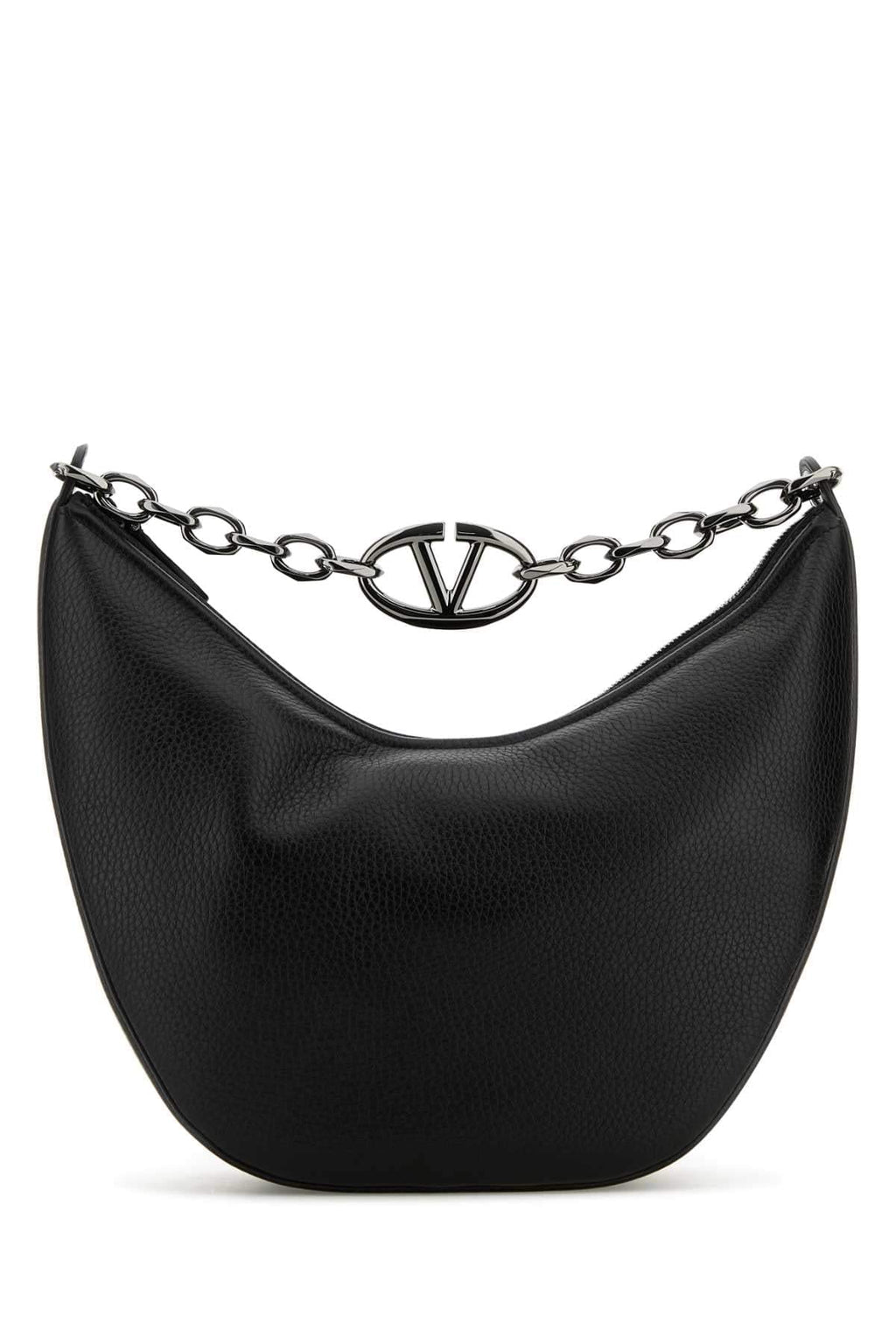 Valentino Garavani Men Black Leather Hobo Vlogo Moon Shoulder Bag