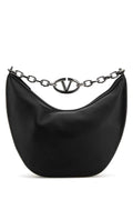 Valentino Garavani Men Black Leather Hobo Vlogo Moon Shoulder Bag