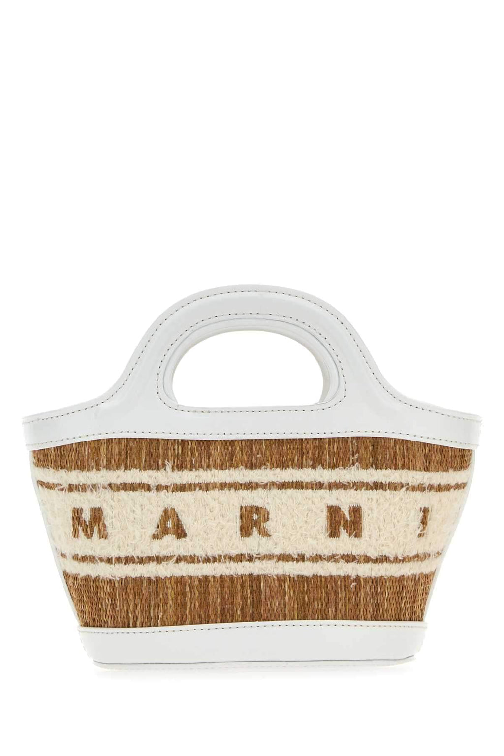 Marni Women Two-Tone Raffia And Leather Micro Tropicalia Summer Handbag