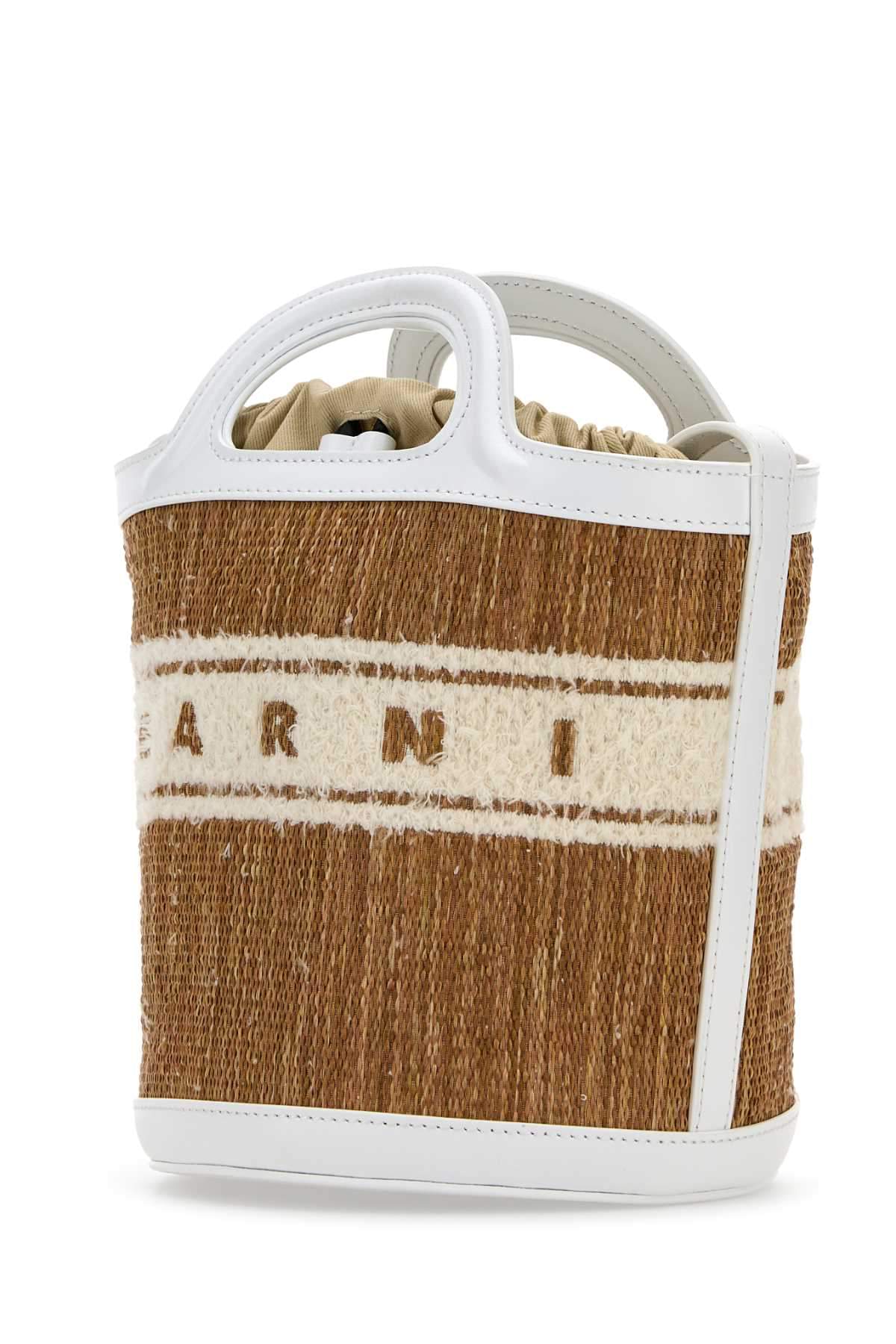 Marni Women Two-Tone Raffia And Leather Tropicalia Bucket Bag