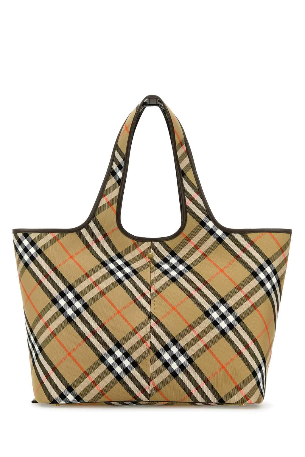 Burberry Women Embroidered Canvas Medium Check Shopping Bag
