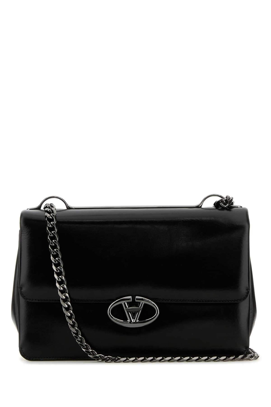 Valentino Garavani Women Black Leather Medium Vlogo Shoulder Bag