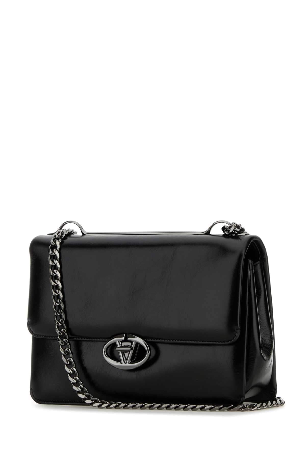 Valentino Garavani Women Black Leather Medium Vlogo Shoulder Bag