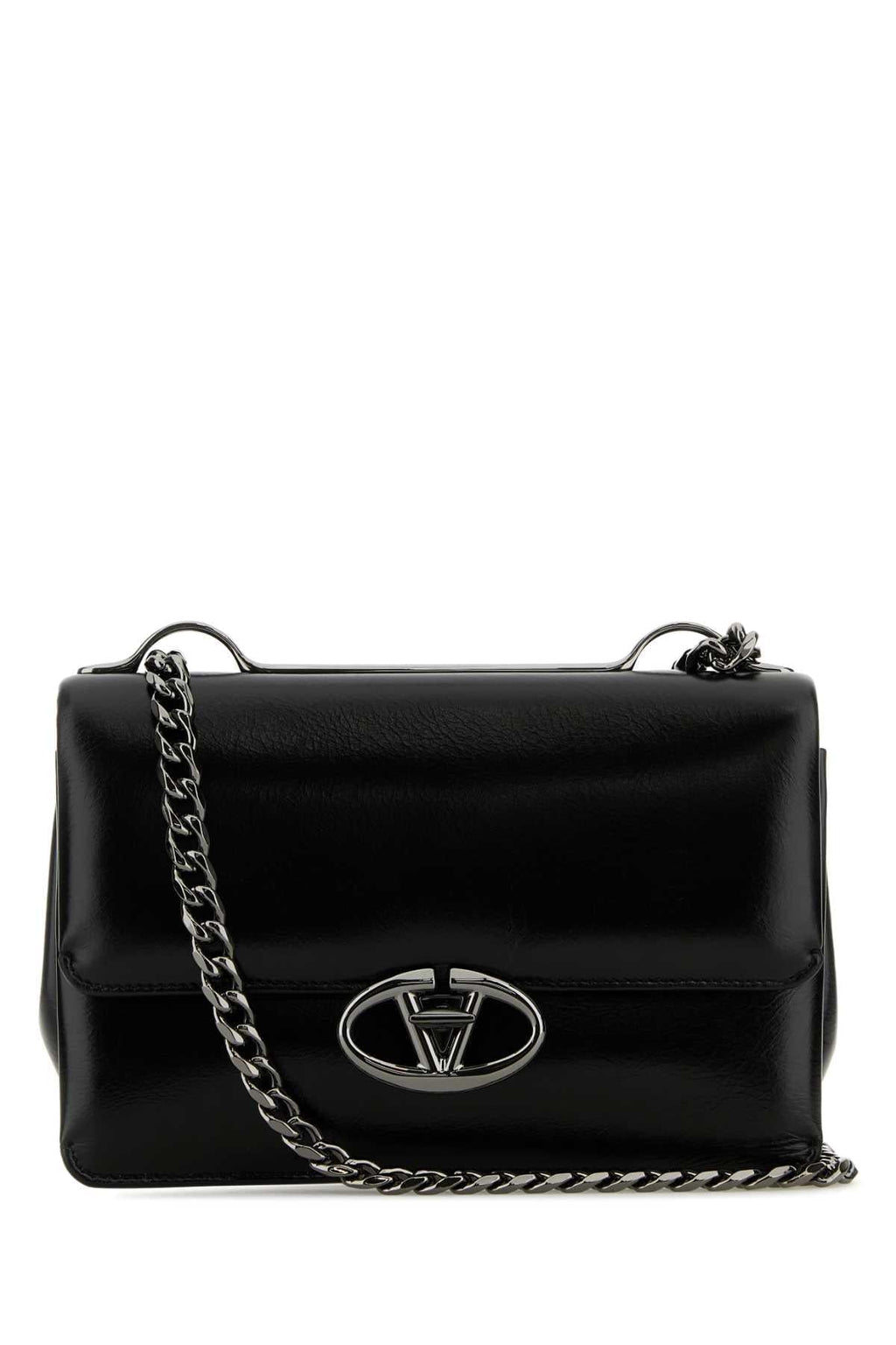 Valentino Garavani Women Black Leather Small Vlogo Shoulder Bag