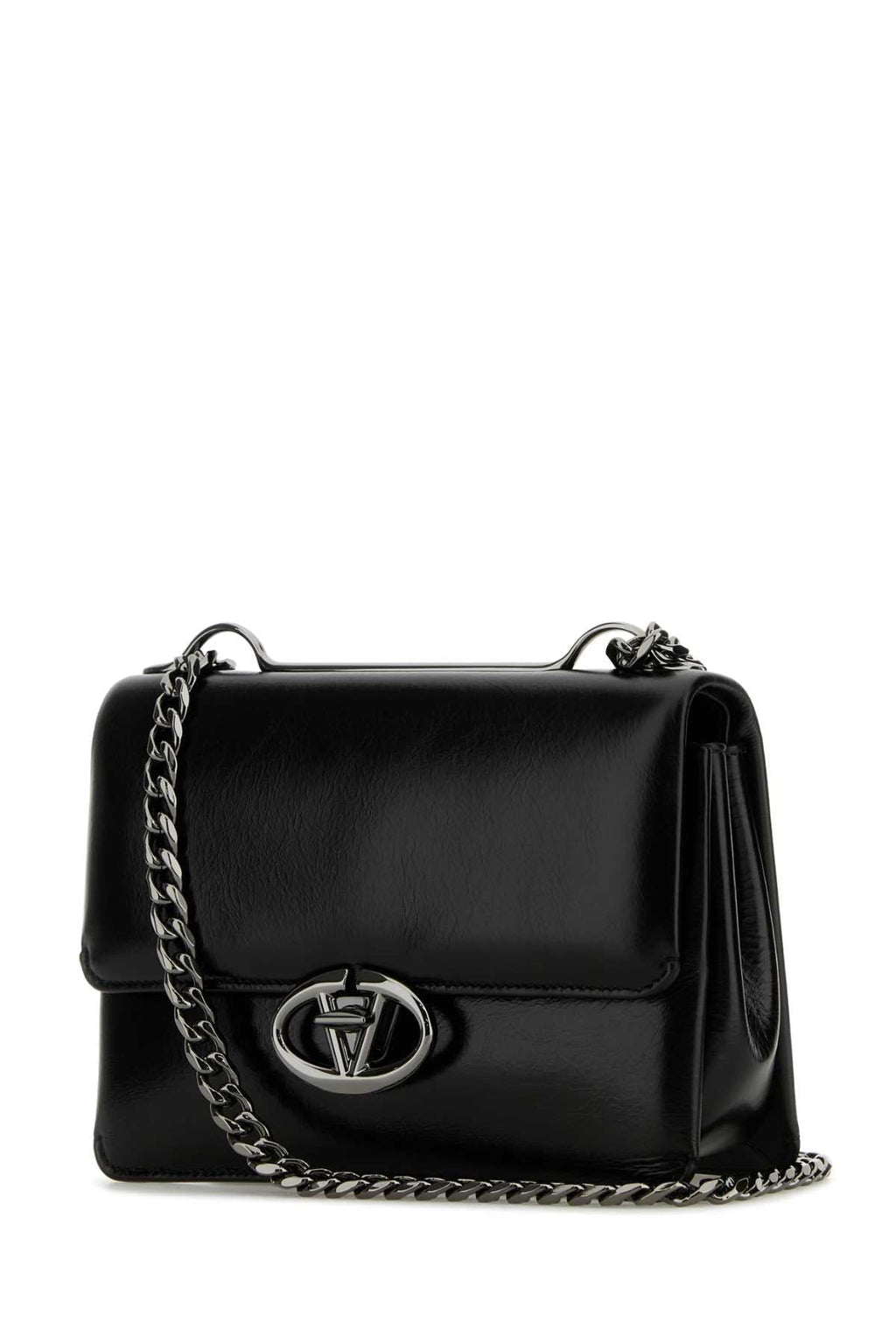 Valentino Garavani Women Black Leather Small Vlogo Shoulder Bag