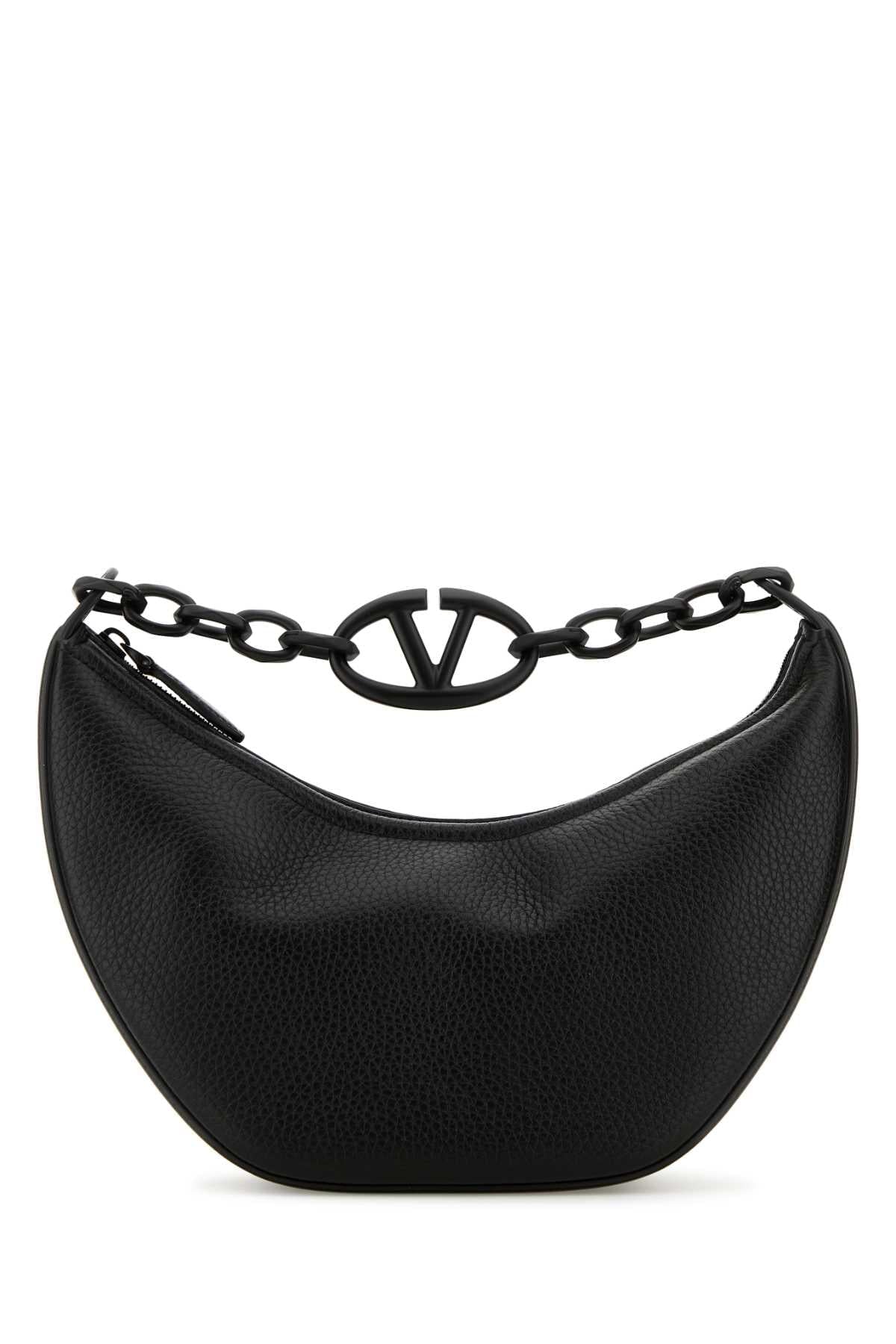 Valentino Garavani Women Black Leather Hobo Vlogo Moon Handbag