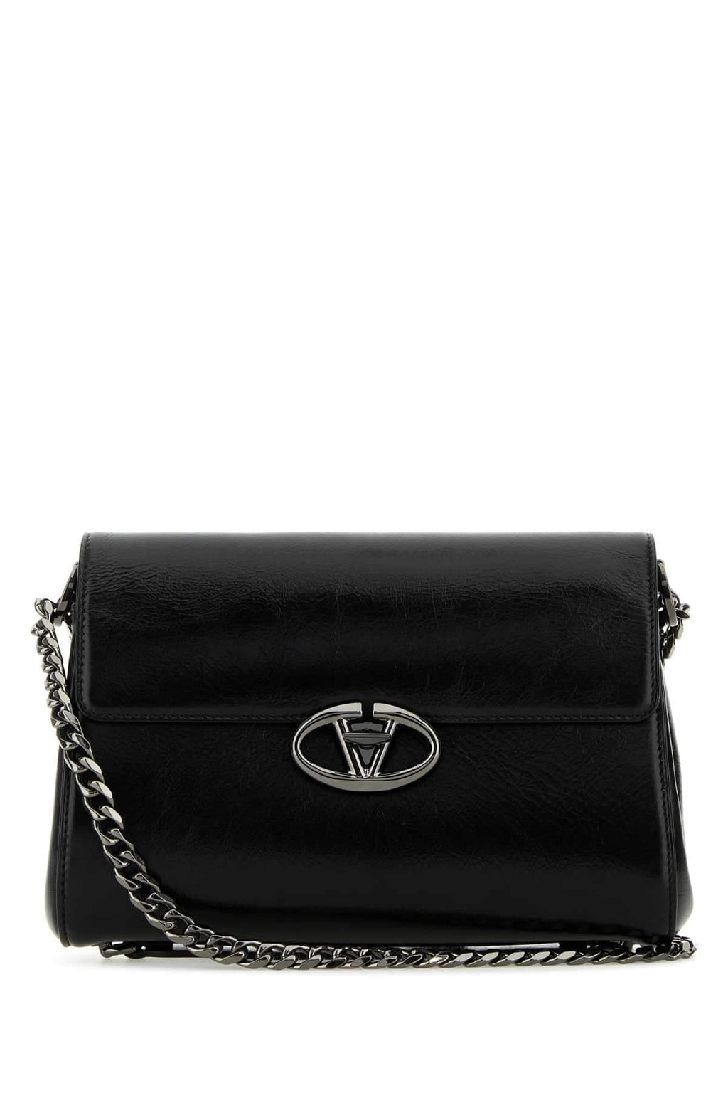 Valentino Garavani Women Black Leather Vlogo Shoulder