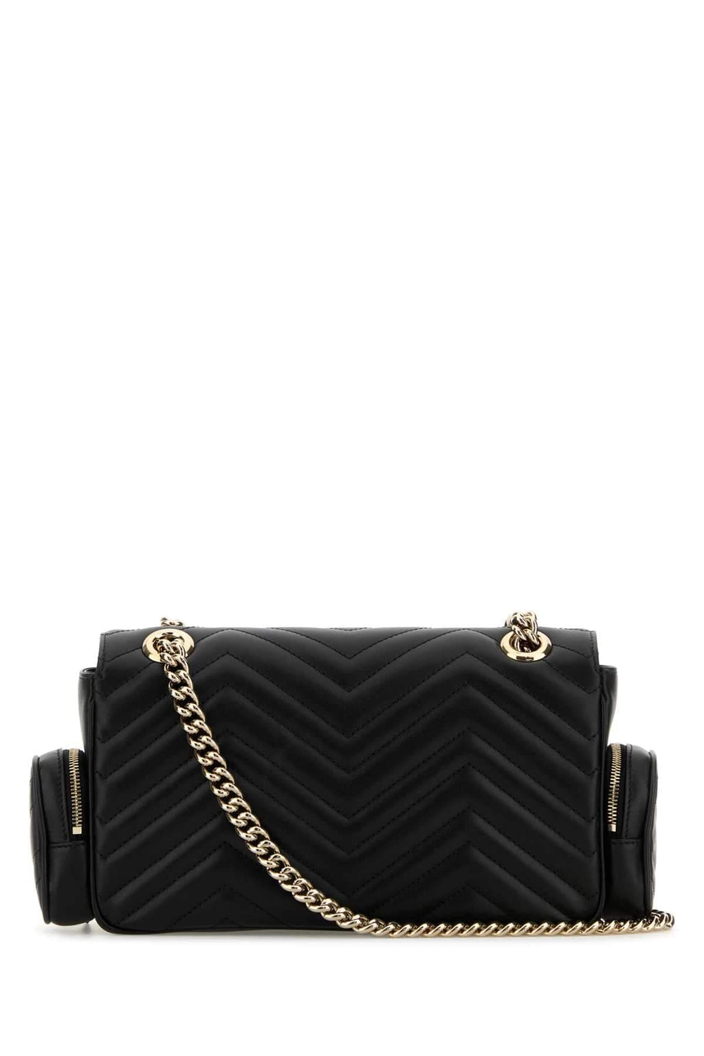 Gucci Women Black Leather Small Gg Marmont Shoulder Bag