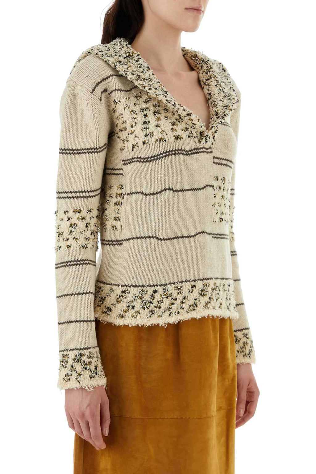 Bottega Veneta Women Embroidered Wool Blend Polo Shirt
