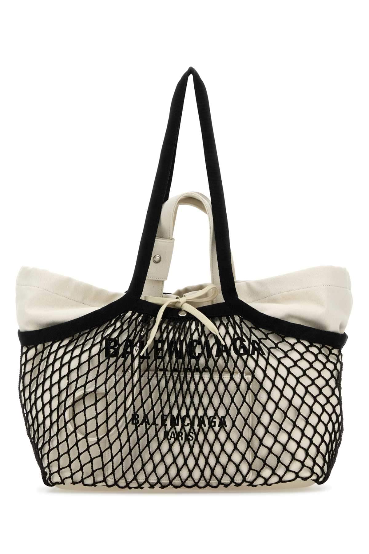 Balenciaga Women Two-Tone Canvas And Mesh Medium 24/7 Shopping Bag
