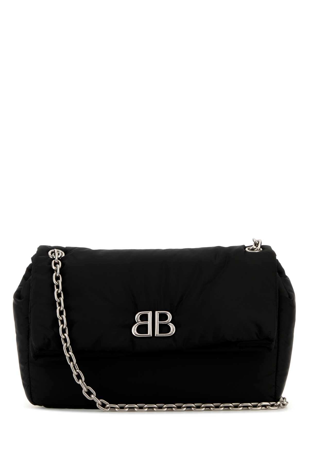 Balenciaga Women Black Nylon Medium Monaco Shoulder Bag