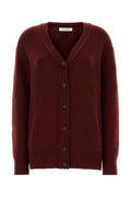 Salvatore Ferragamo Women Burgundy Cashmere Blend Cardigan