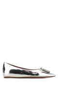 Amina Muaddi Women Silver Leather Camelia Ballerinas