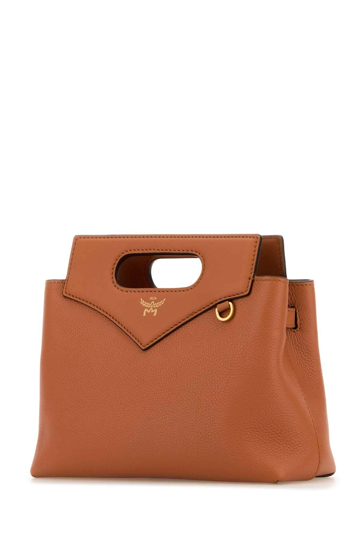 Mcm Women Caramel Leather Mini Soft Diamond Handbag