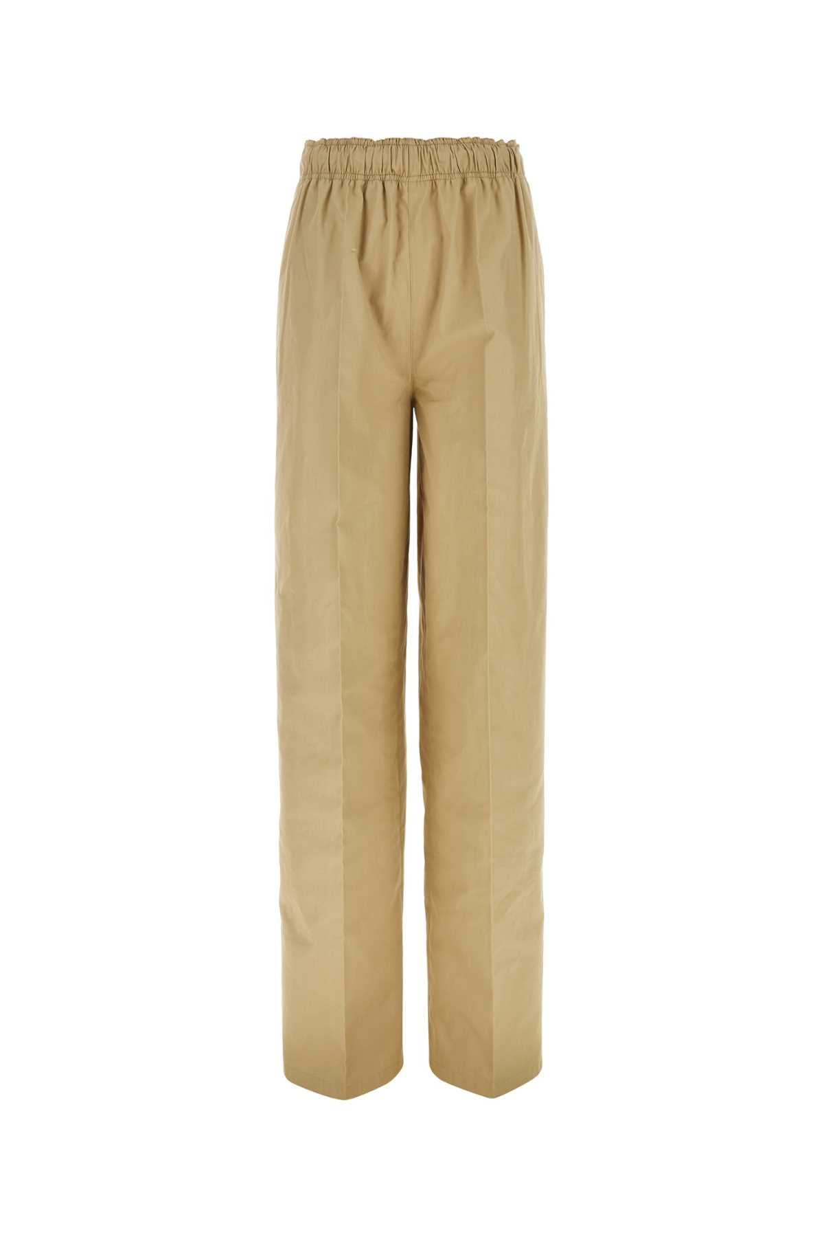 Prada Women Beige Cotton Wide-Leg Pant