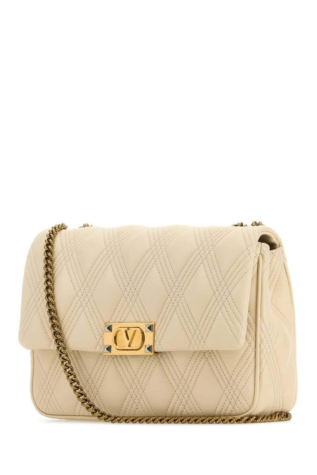 Valentino Garavani Women Ivory Nappa Leather Large Quiltie 67 Shoulder Bag