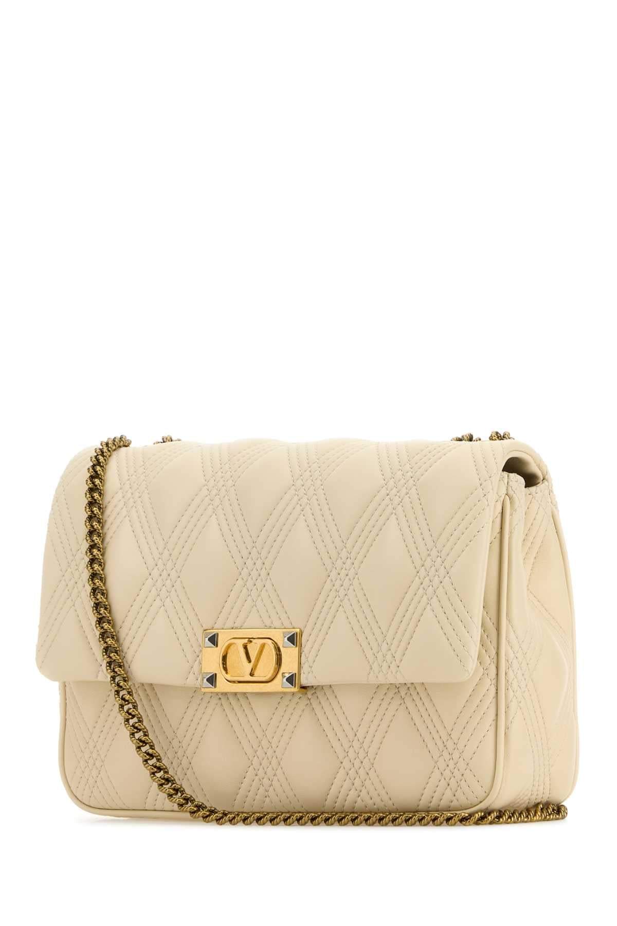 Valentino Garavani Women Ivory Nappa Leather Large Quiltie 67 Shoulder Bag