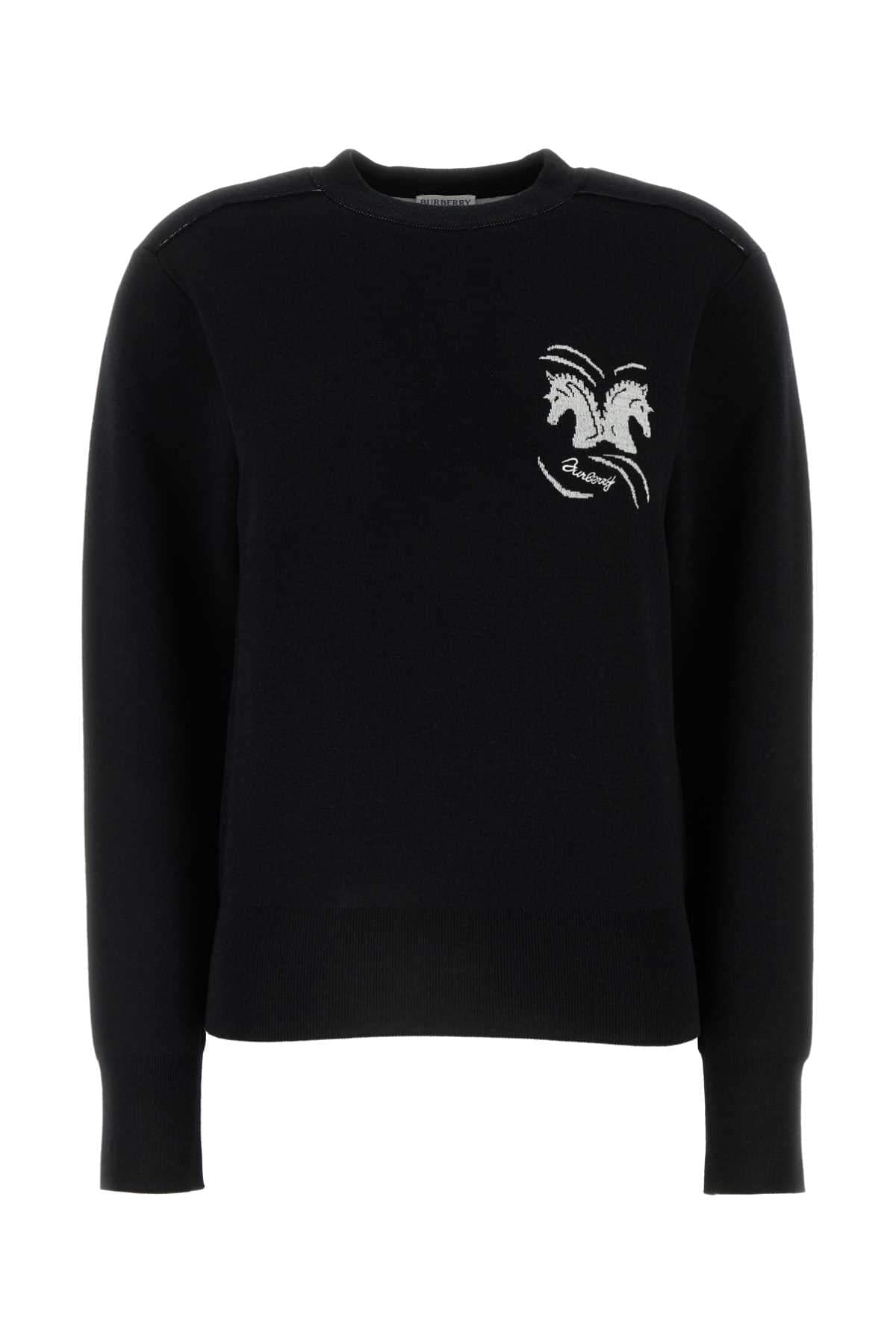 Burberry Women Black Stretch Wool Blend Sweater