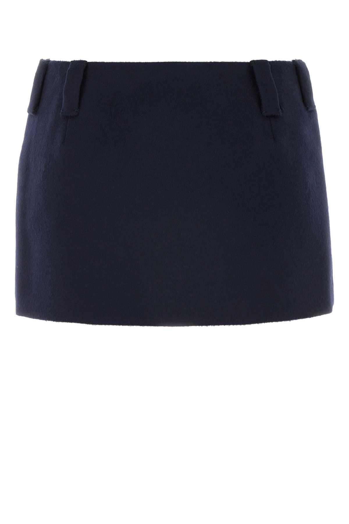 Miu Miu Women Midnight Blue Wool Blend Mini Skirt