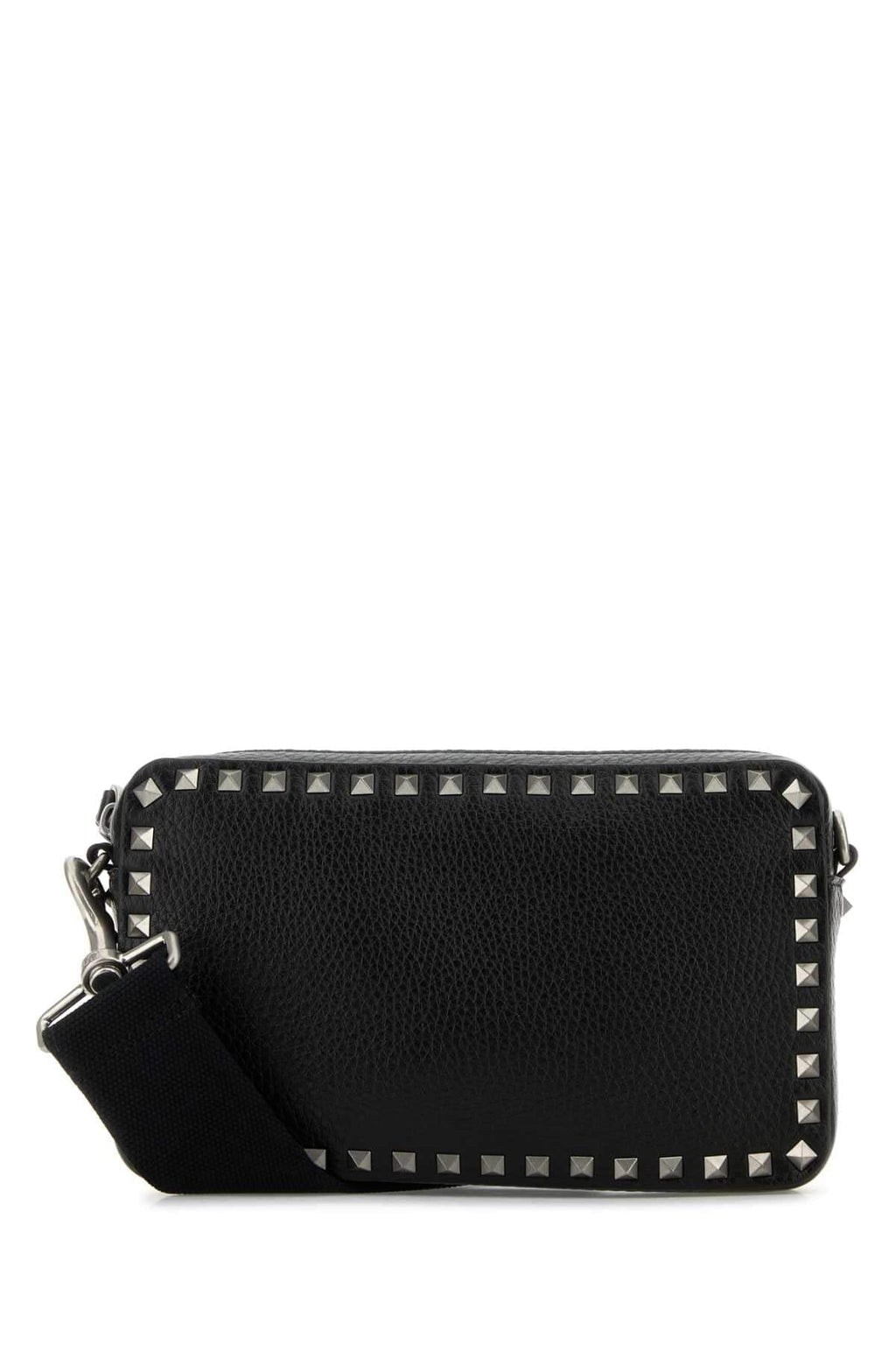 Valentino Garavani Men Black Leather Rockstud Crossbody Bag