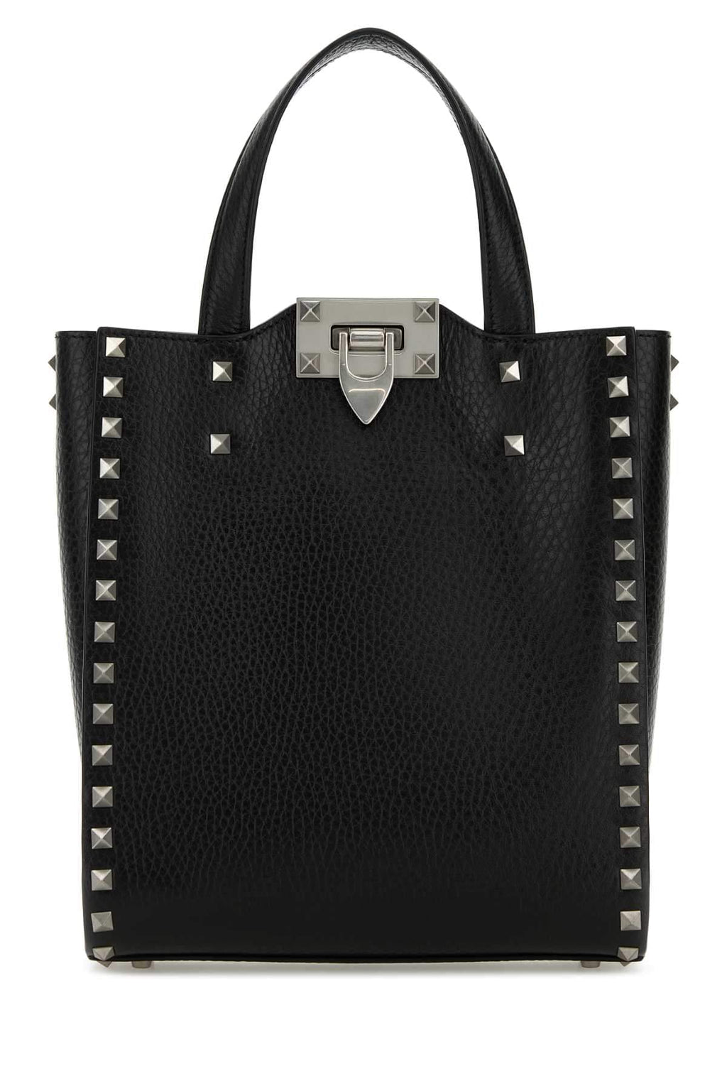 Valentino Garavani Men Black Leather Rockstud Handbag