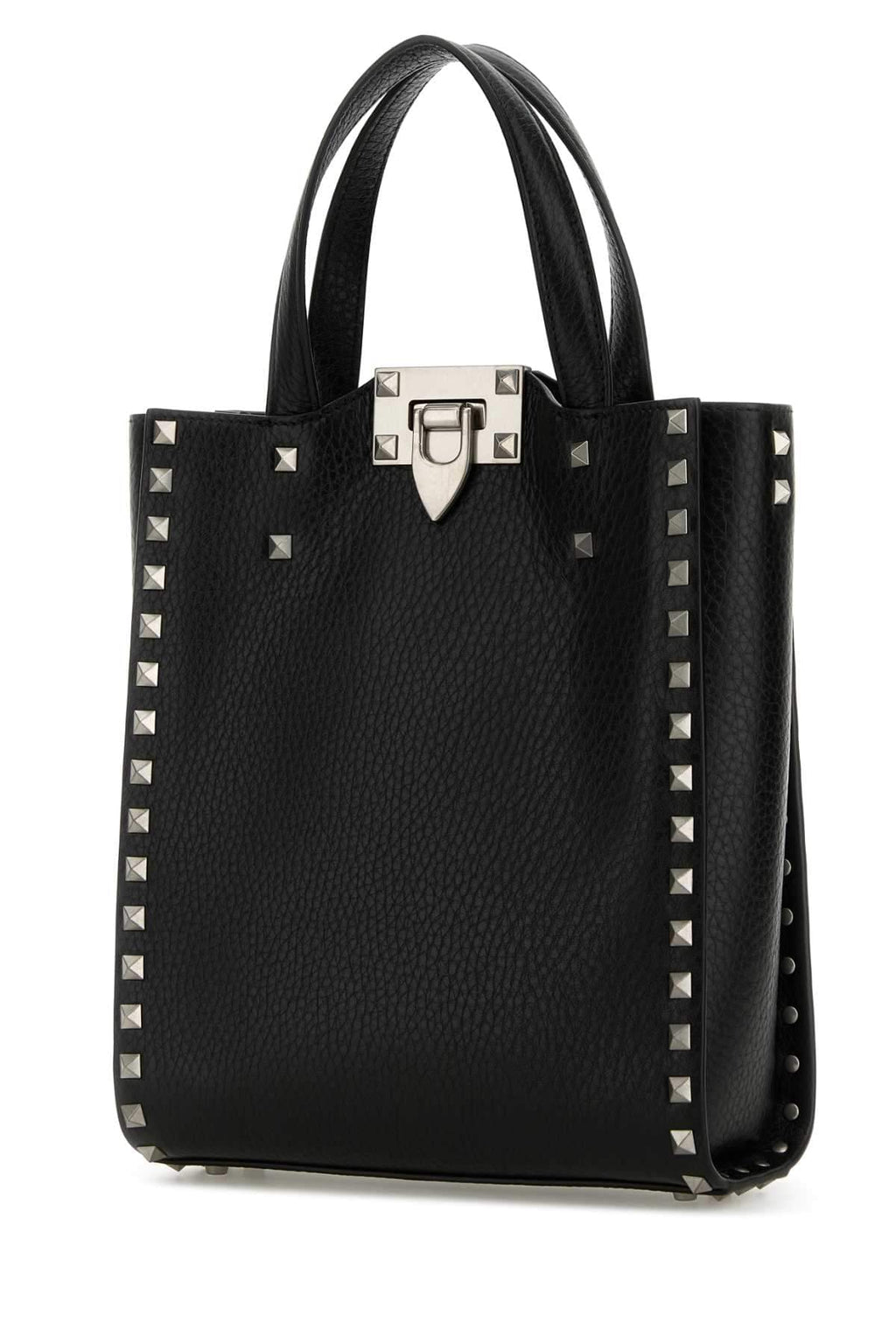 Valentino Garavani Men Black Leather Rockstud Handbag