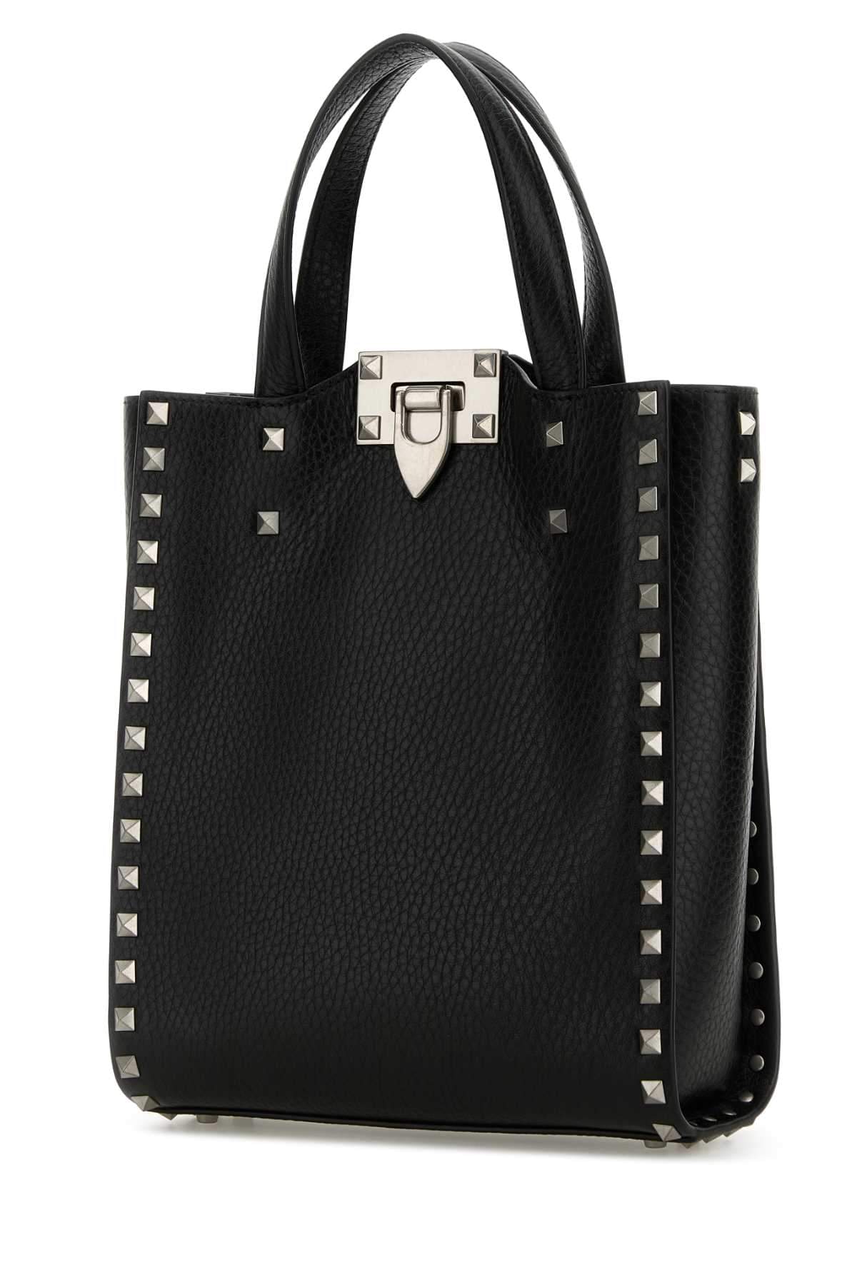 Valentino Garavani Men Black Leather Rockstud Handbag
