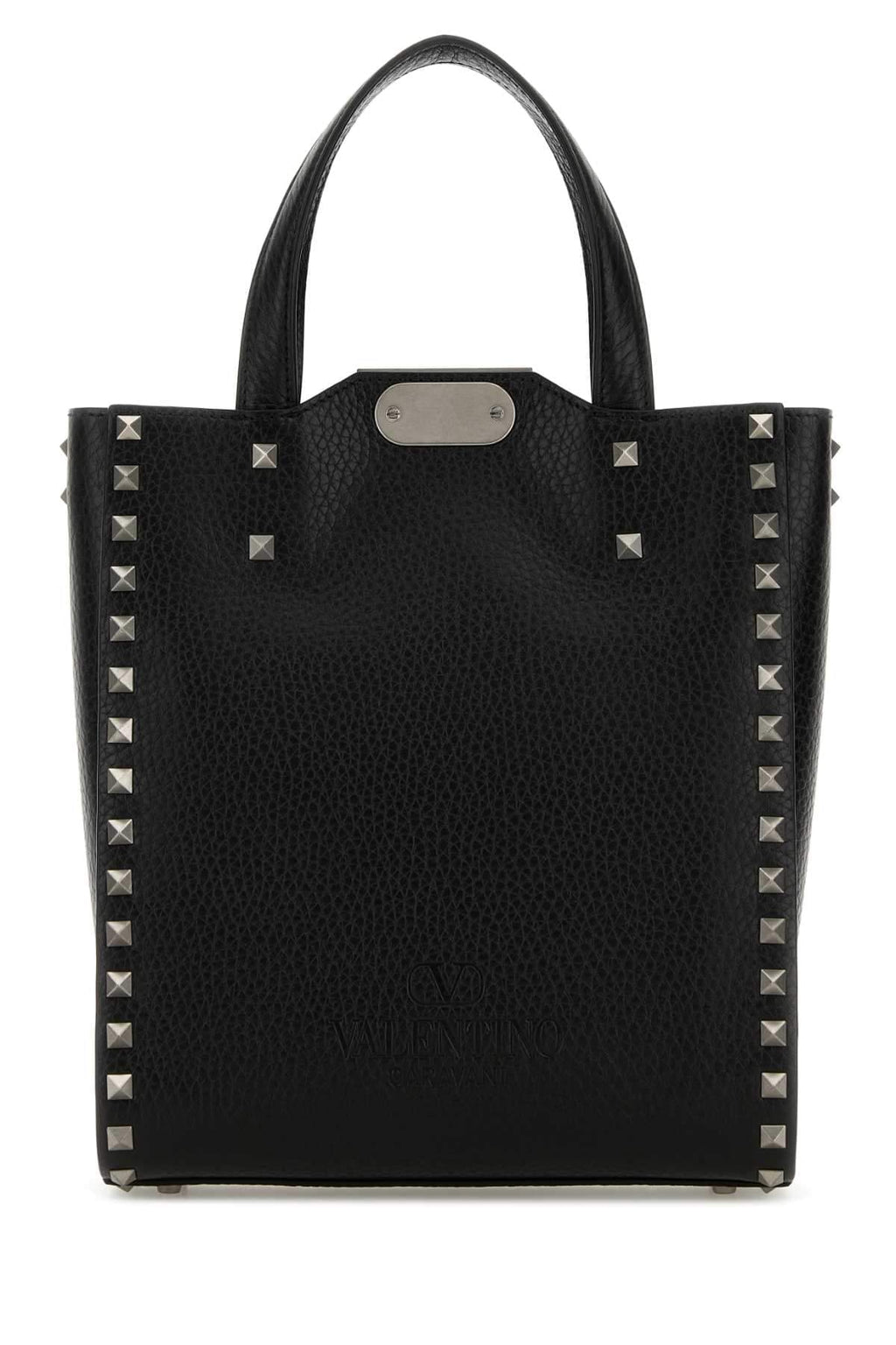Valentino Garavani Men Black Leather Rockstud Handbag