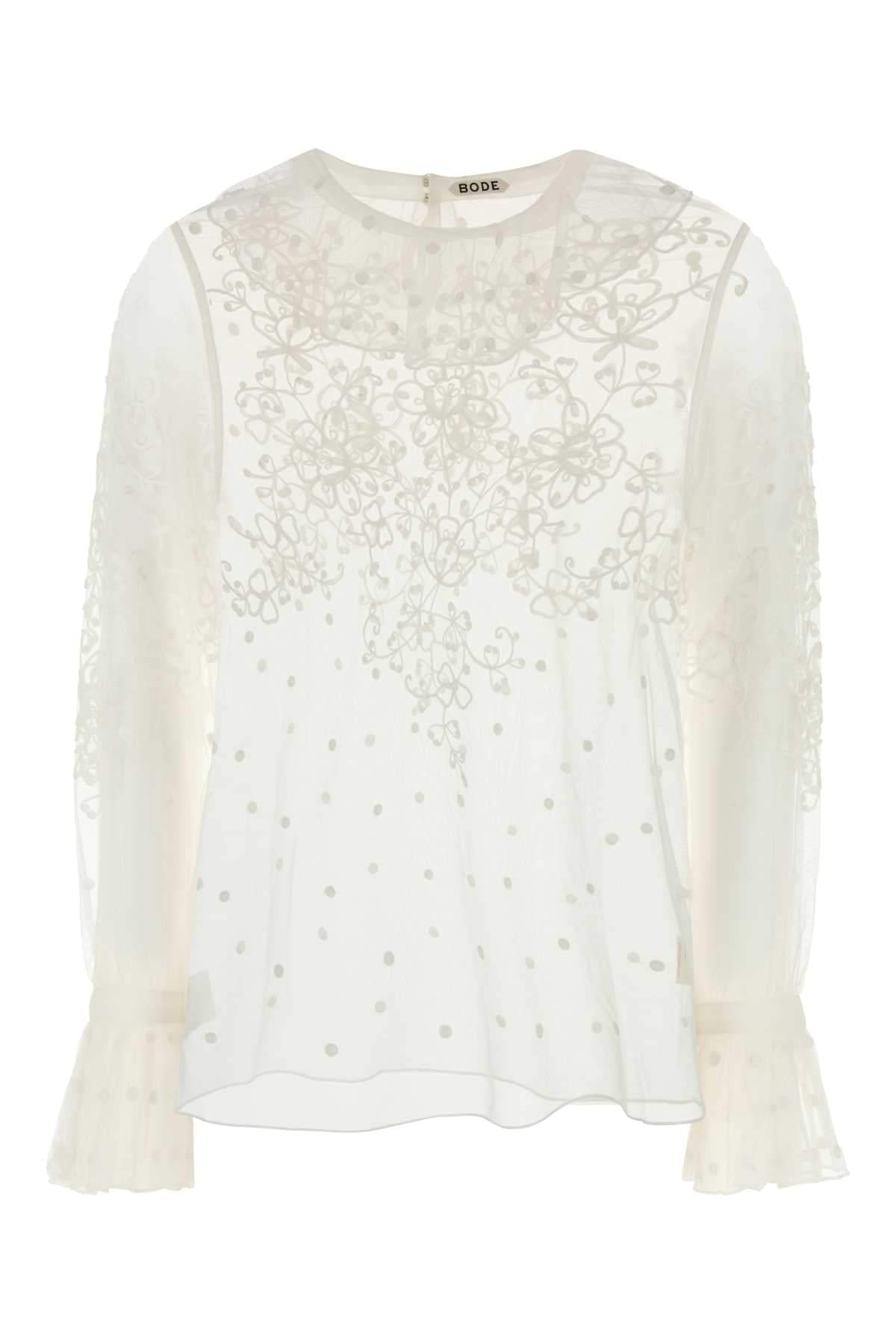 Bode Women White Mesh Middlemist Blouse