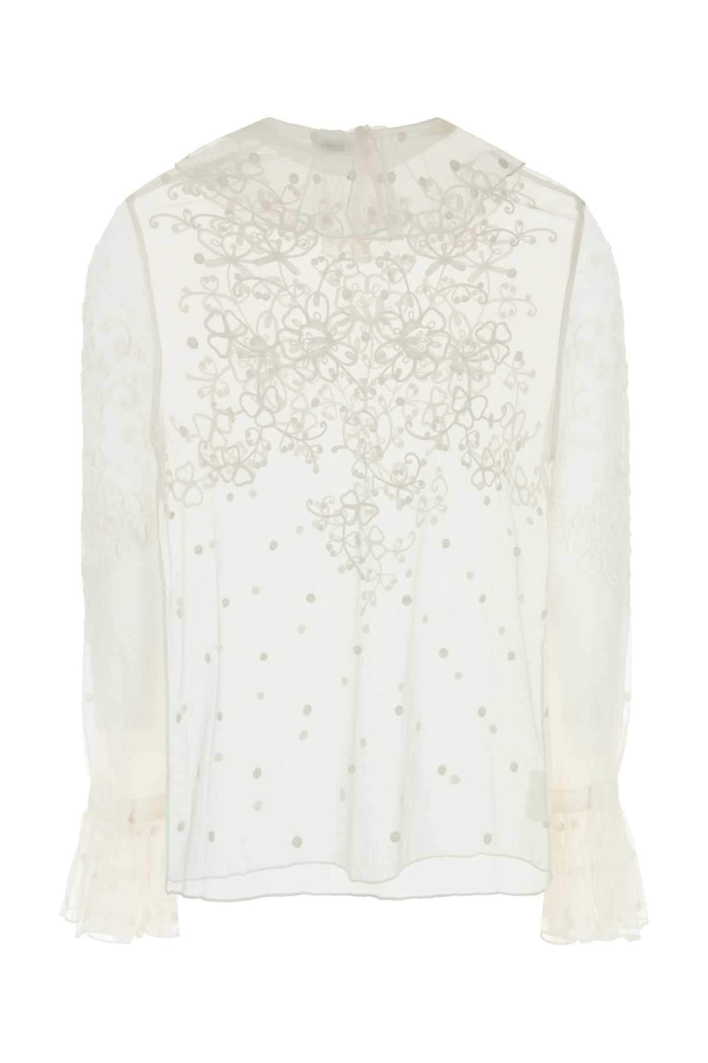 Bode Women White Mesh Middlemist Blouse