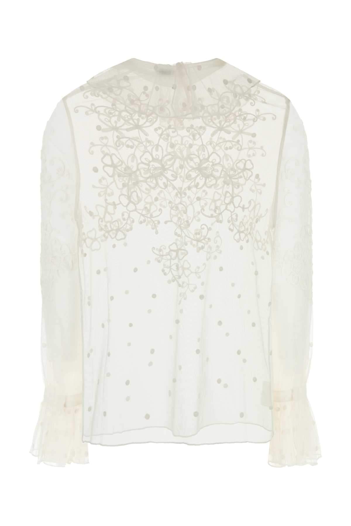Bode Women White Mesh Middlemist Blouse